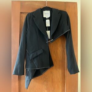 SAMI MIRO VINTAGE Cutout Blazer in Blue Multi Stripe Suiting NWT